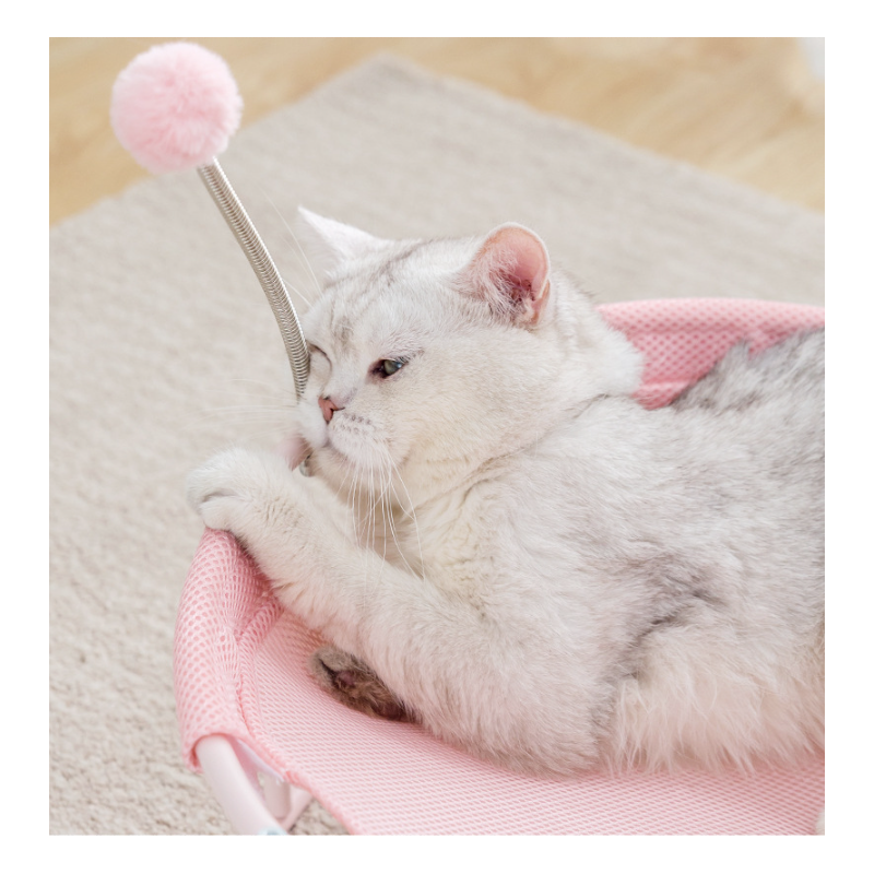 Cat Beds Cushion,Pet Hammock Bed, Cat Calming Cuddler Bed, Anti-Slip Fluffy  Round Washable Cat Bed with Plush Mat & Cat Toy Balls,Fits up to 25lbs, Pet  Bed for Kitty and Puppy-Pink