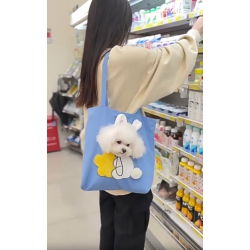 Pet Canvas Shoulder Carrying Bag, Cartoon Pet Canvas Carrier, Rabbit Shaped Outdoor Carrying Travel Handbag Bag