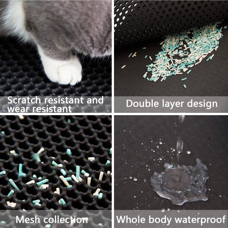 Cat Litter Mat Double Layer Waterproof Urine Proof Trapping Mat Easy to  Clean Non-Slip Toilet Pad Cat Scratch Pad Large Foot Pad