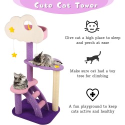 Cat Tree for Indoor Cats, Nebula-Shape Cat Tower Large Cat Activity Centre Tree with Caves, Hammock, Basket, Cat Condos